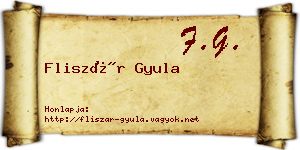 Fliszár Gyula névjegykártya