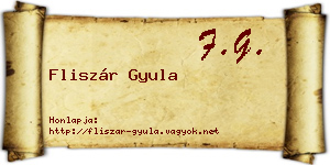 Fliszár Gyula névjegykártya